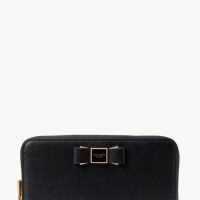 Morgan Bow Embellished Zip-around Continental Wallet