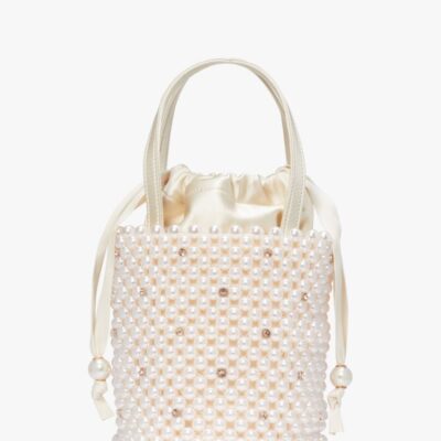 Purl Pearl Embellished Small Bucket Bag