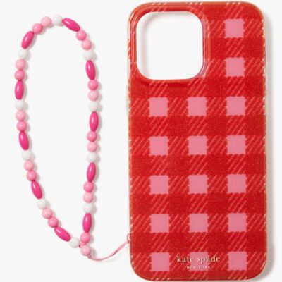 Sam Icon Glitter Gingham iPhone 14 Pro Max Wristlet Case