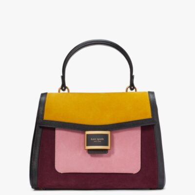 Katy Colorblocked Suede Medium Top-handle Bag