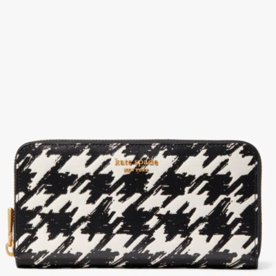 Morgan Painterly Houndstooth Zip-around Continental Wallet