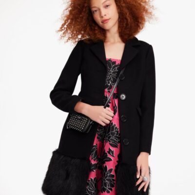 Faux Fur Hem Wool Coat