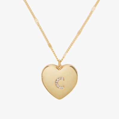 C Heart Letter Locket Necklace