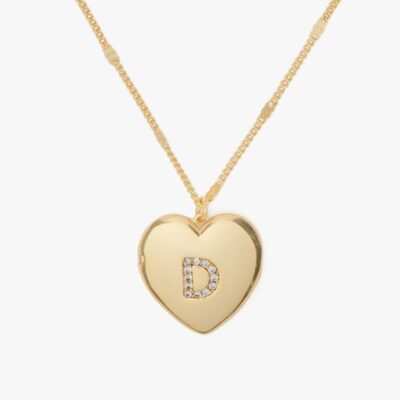 D Heart Letter Locket Necklace