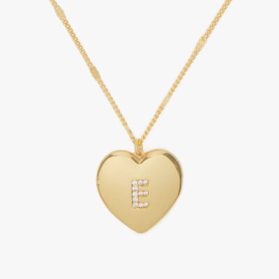 E Heart Letter Locket Necklace