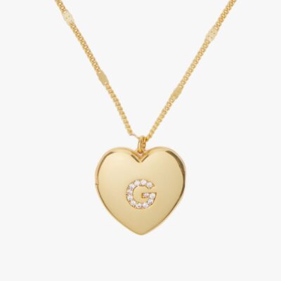 G Heart Letter Locket Necklace