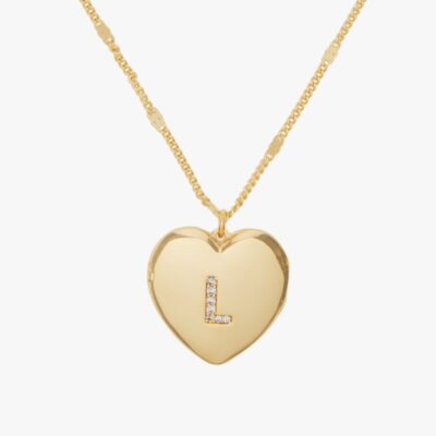 L Heart Letter Locket Necklace