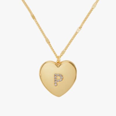 P Heart Letter Locket Necklace