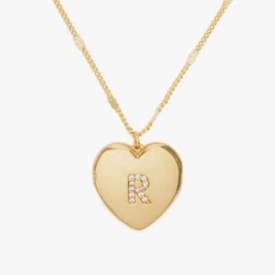 R Heart Letter Locket Necklace