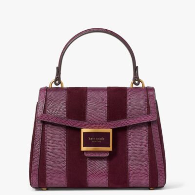 Katy Striped Lizard-embossed Small Top-handle Bag