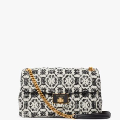 Evelyn Spade Flower Monogram Tweed Medium Convertible Shoulder Bag