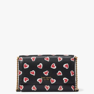 Morgan Stencil Hearts Flap Chain Wallet