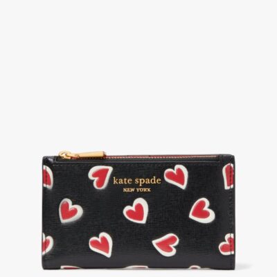 Morgan Stencil Hearts Small Slim Bifold Wallet