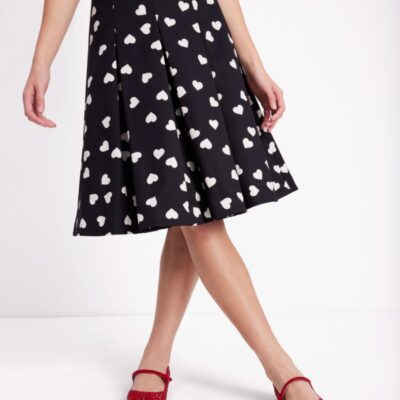 Scattered Hearts Midi Skirt