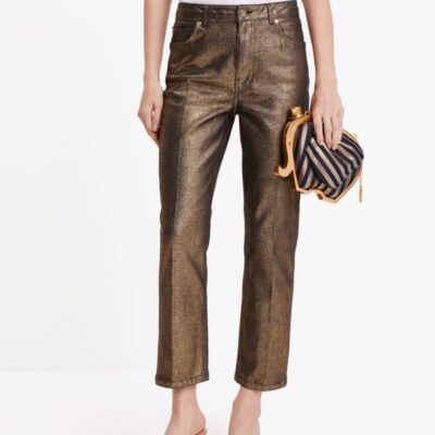 Metallic Straight Leg Denim Pant