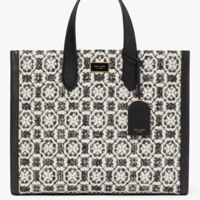 Manhattan Spade Flower Monogram Tweed Large Tote