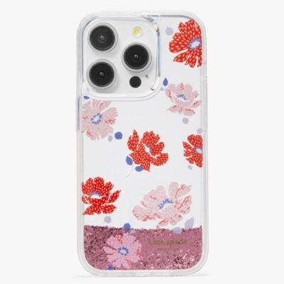 Dotty Floral Liquid Glitter iPhone 15 Pro Case