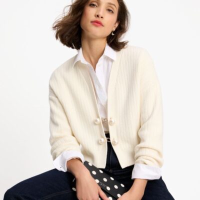 Ribbed Pearl Cardigan