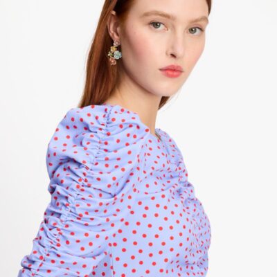 Spring Time Dot Ruched Top