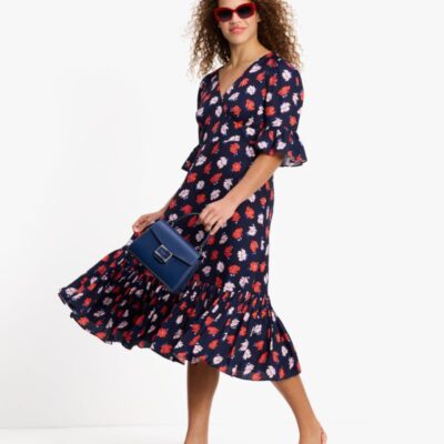 Dotty Floral Flounce Dress