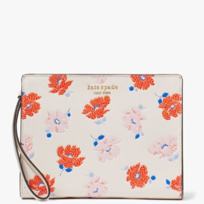 Morgan Dotty Floral Embossed Gusseted Wristlet