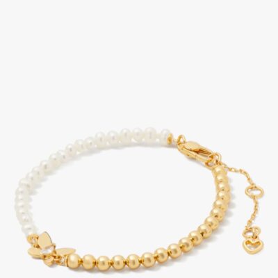 Social Butterfly Pearl And Gold Bead Bracelet