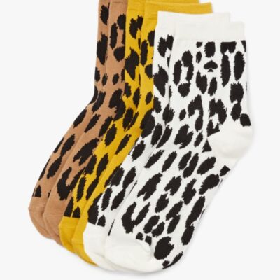 Modern Leopard 3 Pack Boxed Crew Socks