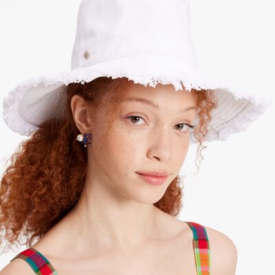 Fringed Long Brim Bucket Hat