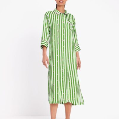 Dragonfly Stripe Maxi Shirt Dress