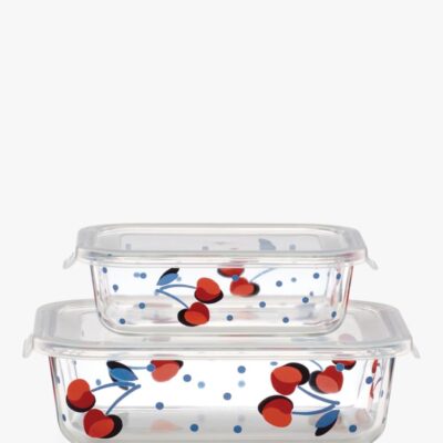 Vintage Cherry Dot Rectangular Food Storage Set