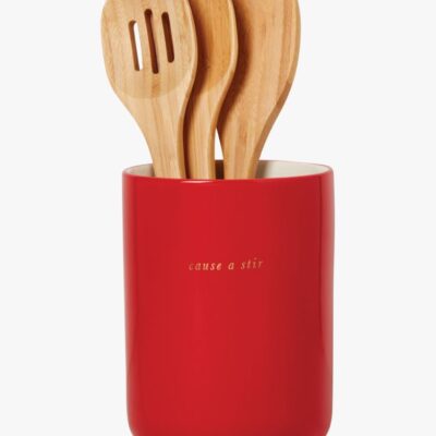 Knock On Wood Apple Utensil Crock