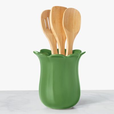 Garden Floral Utensil Crock With Utensils