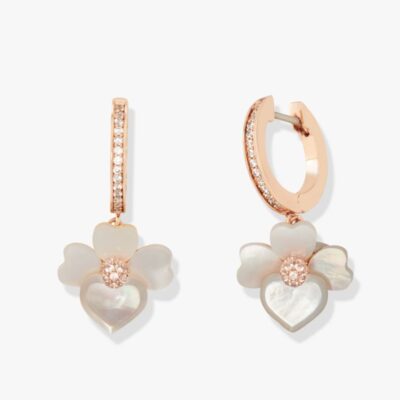 Precious Pansy Pavé Drop Mini Hoops