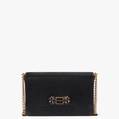 Morgan Bow Bedazzled Flap Chain Wallet