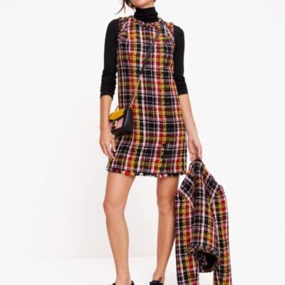 Art Plaid Tweed Dress