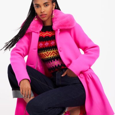 Faux Fur Flounce Wool Coat