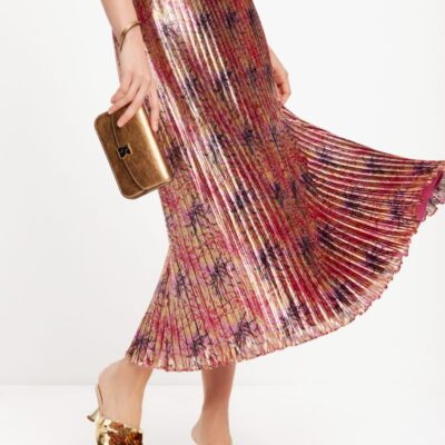 Winter Chrysanthemum Pleated Skirt