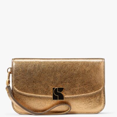 Dakota Crinkle Metallic Flap Wristlet